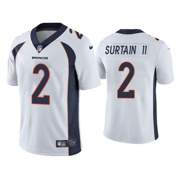Men's Denver Broncos #2 Patrick Surtain II 2021 NFL Draft White Vapor Untouchable Limited Stitched Jersey